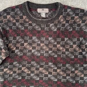 VTG 90s Cosby Sweater‎ Mens M Knit Crewneck Checkerboard Grunge Whimsigoth